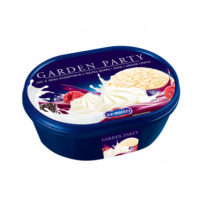 Garden Party Lody o smaku biszkipotowym z posypką bezową i sosem z owoców leśnych